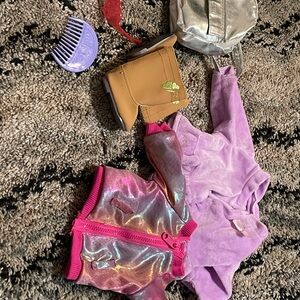 American Girl Doll Accessories Set - Purple, Silver, Brown